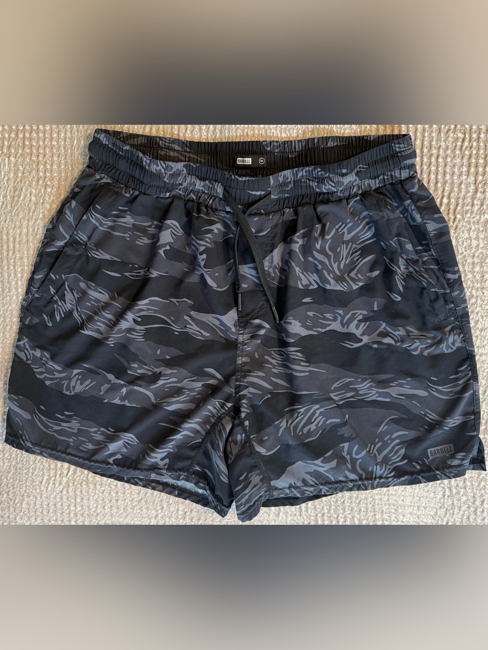 Barbell Apparel Men’s XXL Tiger Stripe Camo Lined Gym Training Shorts NWOT